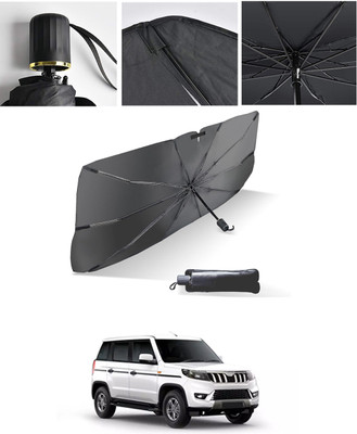 AYW Windshield Sun Shade For Mahindra Universal For Car(Black, Silver)