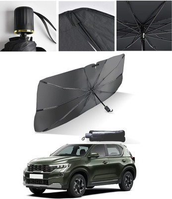 AYW Windshield Sun Shade For Kia Sonet(Black, Silver)
