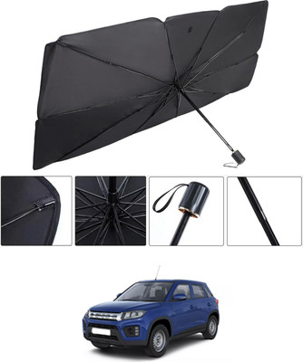 RKPSP Windshield Sun Shade For Maruti Suzuki Brezza(Black, Silver)