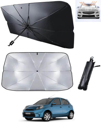 AYW Windshield Sun Shade For Nissan Micra Active(Silver, Black)