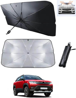 RKPSP Windshield Sun Shade For Universal For Car Brezza(Black, Silver)