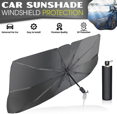 BRXR Windshield Sun Shade For Universal For Car Universal For Car(Black, Silver)