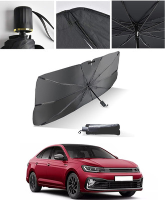 AYW Windshield Sun Shade For Volkswagen Virtus(Black, Silver)