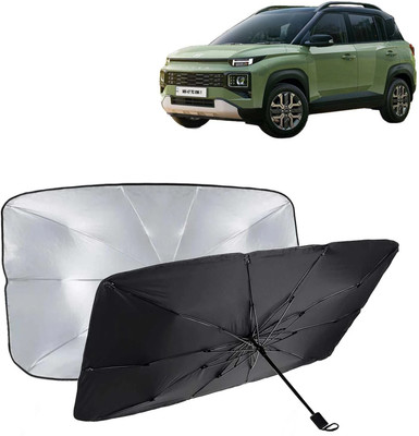 Kingsway Dashboard, Windshield Sun Shade For Hyundai Exter(Black, Silver)