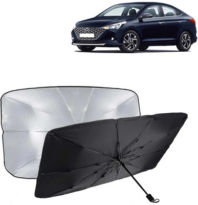 Kingsway Dashboard, Windshield Sun Shade For Hyundai Verna(Black, Silver)