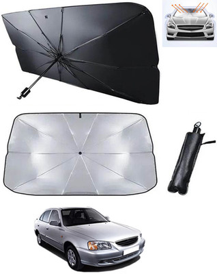 RKPSP Windshield Sun Shade For Hyundai Accent(Black, Silver)