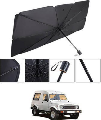 RKPSP Windshield Sun Shade For Maruti Suzuki Gypsy(Black, Silver)