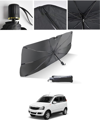 AYW Windshield Sun Shade For Mahindra Quanto(Black, Silver)