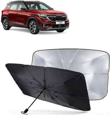 ShopDock Dashboard, Windshield Sun Shade For Kia Seltos(Black, Silver)