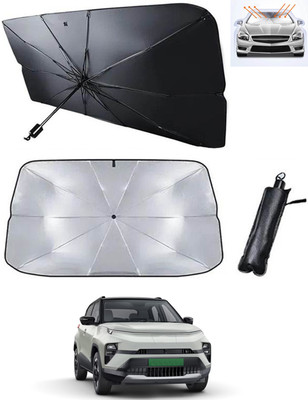 RKPSP Windshield Sun Shade For Tata Punch EV(Black, Silver)