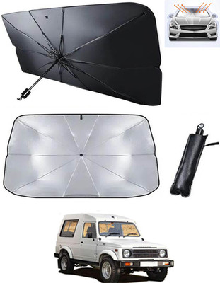 RKPSP Windshield Sun Shade For Maruti Suzuki Gypsy(Black, Silver)