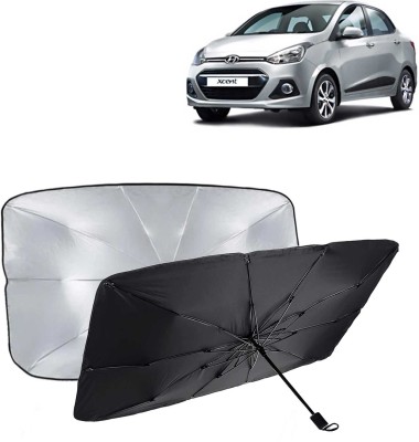 Kingsway Dashboard, Windshield Sun Shade For Hyundai Xcent(Black, Silver)