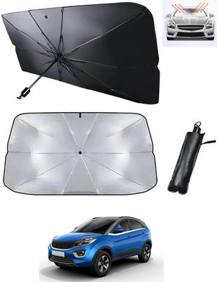 RKPSP Windshield Sun Shade For Tata Nexon(Black, Silver)