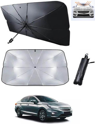 RKPSP Windshield Sun Shade For Honda City(Black, Silver)