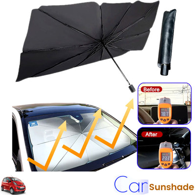 Rhtdm Windshield Sun Shade For Tata Nano, Universal For Car(Black)