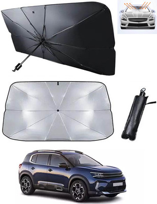 RKPSP Windshield Sun Shade For Citroen Universal For Car(Black, Silver)