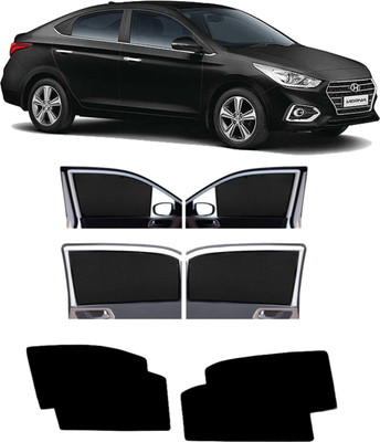 DreamRow Side Window Sun Shade For Hyundai Verna Fluidic(Black)