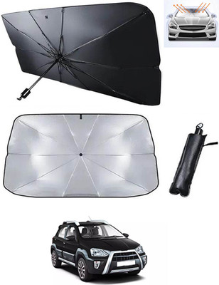 RKPSP Windshield Sun Shade For Toyota Etios Cross(Black, Silver)
