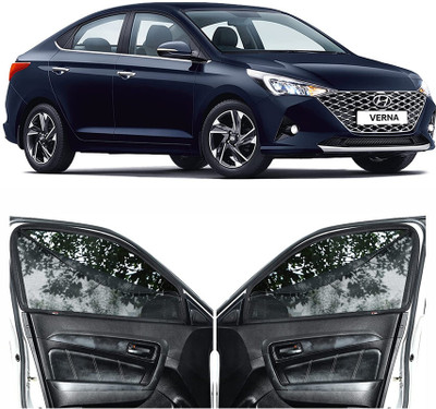 RAKRISH Rear Window, Side Window Sun Shade For Hyundai Verna(Black)