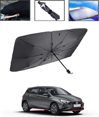 MSNP Windshield Sun Shade For Hyundai Universal For Car(Black, Silver)