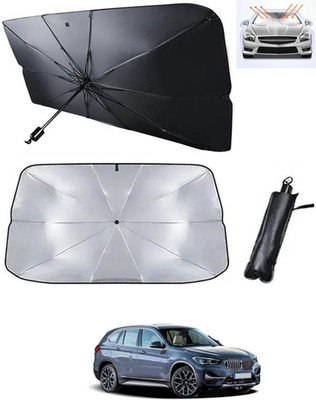 RKPSP Windshield Sun Shade For BMW Universal For Car(Black, Silver)