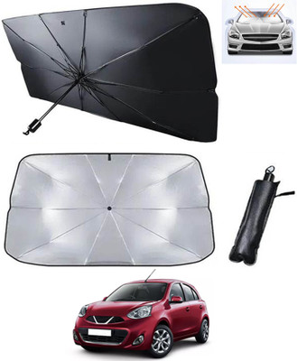 AYW Windshield Sun Shade For Nissan Micra(Silver, Black)