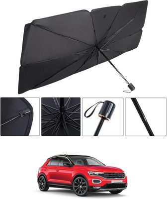 RKPSP Windshield Sun Shade For Volkswagen Universal For Car(Black, Silver)