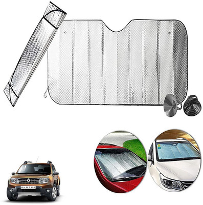 AUTO PEARL Dashboard, Windshield Sun Shade For Renault Duster(Silver)
