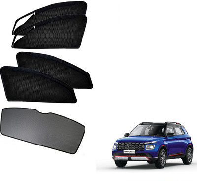 AuTO ADDiCT Side Window, Rear Window Sun Shade For Hyundai Venue(Black)