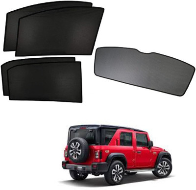 TOP VECHILE Rear Window, Side Window Sun Shade For Mahindra Thar(Black)