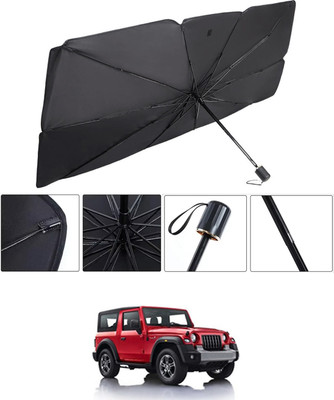 RKPSP Windshield Sun Shade For Mahindra Thar(Black, Silver)