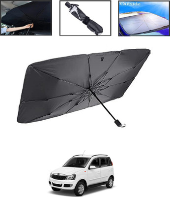 MSNP Windshield Sun Shade For Mahindra Quanto(Black, Silver)