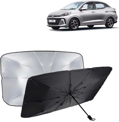 Kingsway Dashboard, Windshield Sun Shade For Hyundai Aura(Black, Silver)