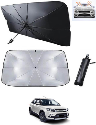 RKPSP Windshield Sun Shade For Maruti Suzuki Vitara Brezza(Black, Silver)