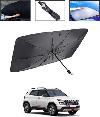 MSNP Windshield Sun Shade For Hyundai Universal For Car(Black, Silver)