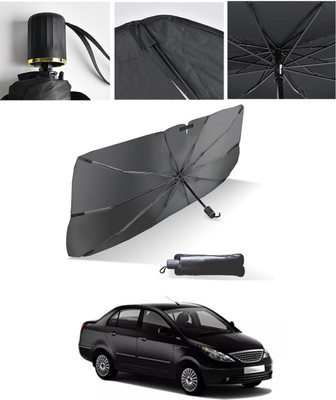 AYW Windshield Sun Shade For Tata Manza(Black, Silver)