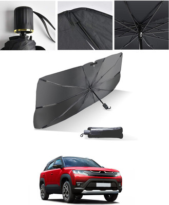 AYW Windshield Sun Shade For Maruti Suzuki Brezza(Black, Silver)