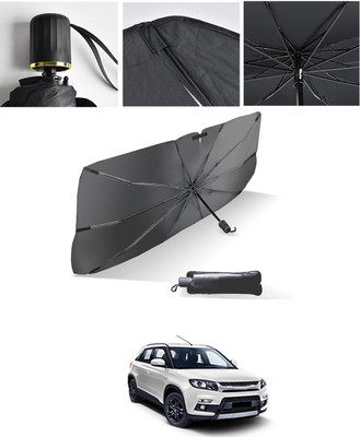 AYW Windshield Sun Shade For Maruti Suzuki Vitara Brezza(Black, Silver)