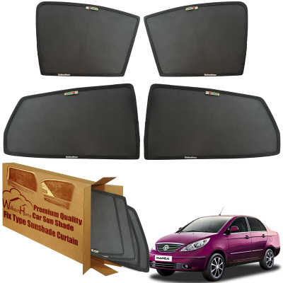 WolkomHome Side Window Sun Shade For Tata Manza(Black)