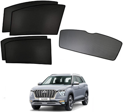 AuTO ADDiCT Side Window, Rear Window Sun Shade For Hyundai Alcazar(Black)