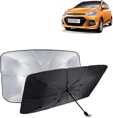 Kingsway Dashboard, Windshield Sun Shade For Hyundai Grand i10(Black, Silver)