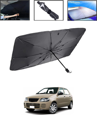 MSNP Windshield Sun Shade For Maruti Suzuki Alto(Black, Silver)