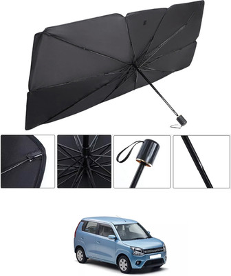 RKPSP Windshield Sun Shade For Maruti Suzuki WagonR(Black, Silver)