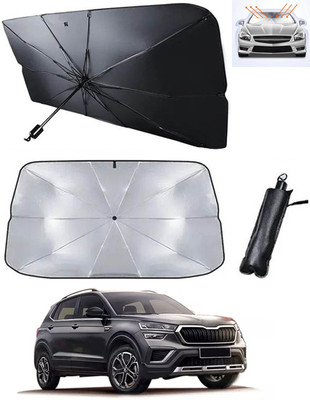 RKPSP Windshield Sun Shade For Skoda Kushaq(Black, Silver)