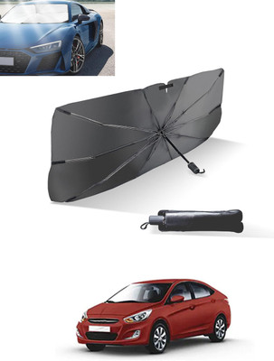 MATIES Windshield Sun Shade For Hyundai Verna(Black, Silver)