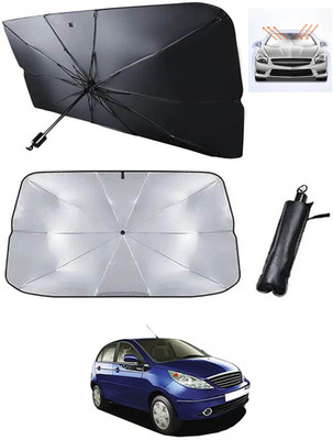 MATIES Windshield Sun Shade For Tata Vista(Black, Silver)