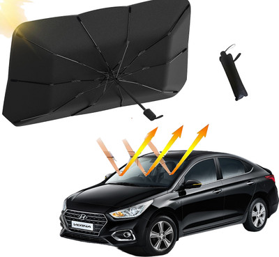 Aadikart Dashboard, Windshield Sun Shade For Hyundai Verna(Black, Silver)