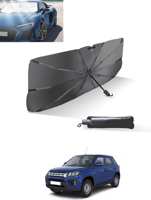 MATIES Windshield Sun Shade For Maruti Suzuki Brezza(Black, Silver)