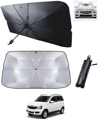 RKPSP Windshield Sun Shade For Mahindra Quanto(Silver, Black)
