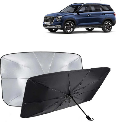 Kingsway Dashboard, Windshield Sun Shade For Hyundai Alcazar(Black, Silver)